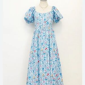 Corset cotton floral midi dress
